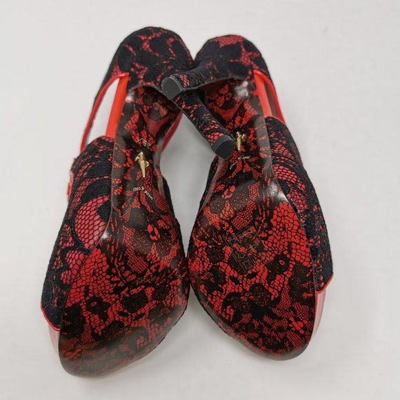 Cesare Paciotti Red Patent Lace Heels - Picture 13 of 14